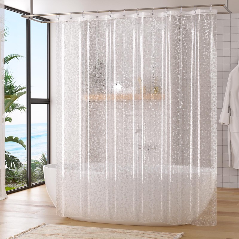 Titanker Clear Shower Curtain Liner with Pebble Pattern, Medium Weight