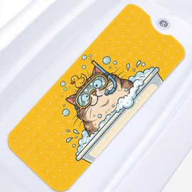 Bathtub Shower Mat 40X16 Inch, Non-Slip, for Toddler, Cat Kawaii