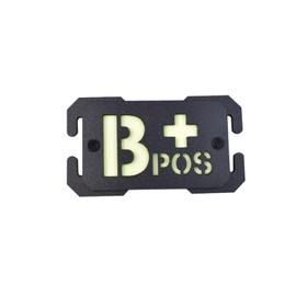 Glow Dark Blood Type A+ Positive POS Reflective Patches Tactical Morale Military Badges with Breach Buckle Mount Fit 1in Molle Webbing (Black B+)