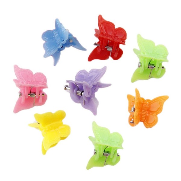 HugeDE 50 Pcs Baby Mini Plastic Butterfly Hair Clips Hair Claw Hair Clamps Barrettes for Girls