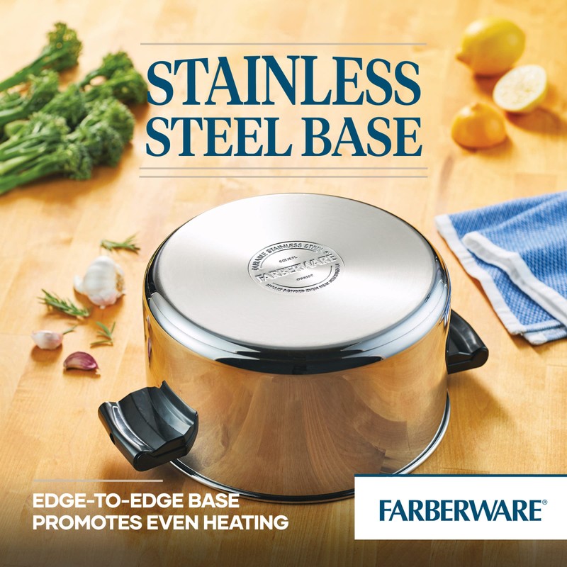 Farberware Classic Stainless Steel 6-Quart Stockpot with Lid, Stainless Steel