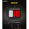 Partsam 2 Rectangle Double Led Trailer Tail Lights 24 LEDs