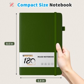Smarpau Pack of 3 Notebook A5, Hardcover Lined Journal Book with 180 Pages, Premium 80 gsm Ink-proof Papie Thick, Leather Notebook for Women Men Work Office School 14.5 x 21 cm Dark Green