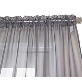 NIM Textile Elegant Sheer Voile Curtains Panels, Rod Pocket Top, 2 panles 140 cm x 230 cm Each, Gray, Love Inn Collection