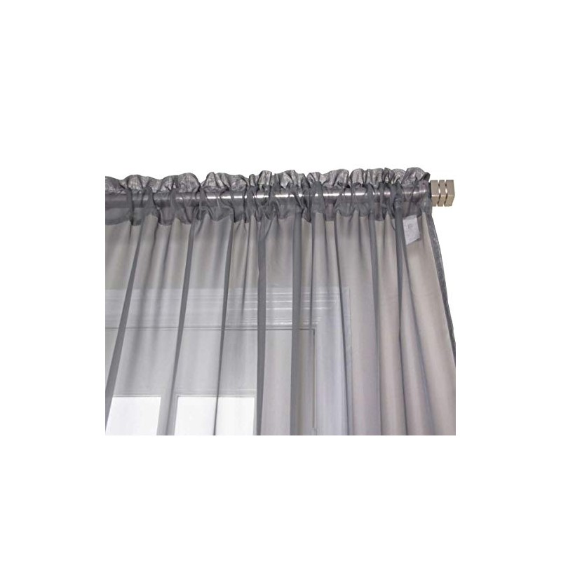 NIM Textile Elegant Sheer Voile Curtains Panels, Rod Pocket Top,