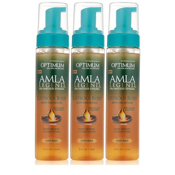 Optimum Care Amla Legend Lustrous Body Blow Dry Mousse, 8.3 Fluid Ounce, (Pack of 3)