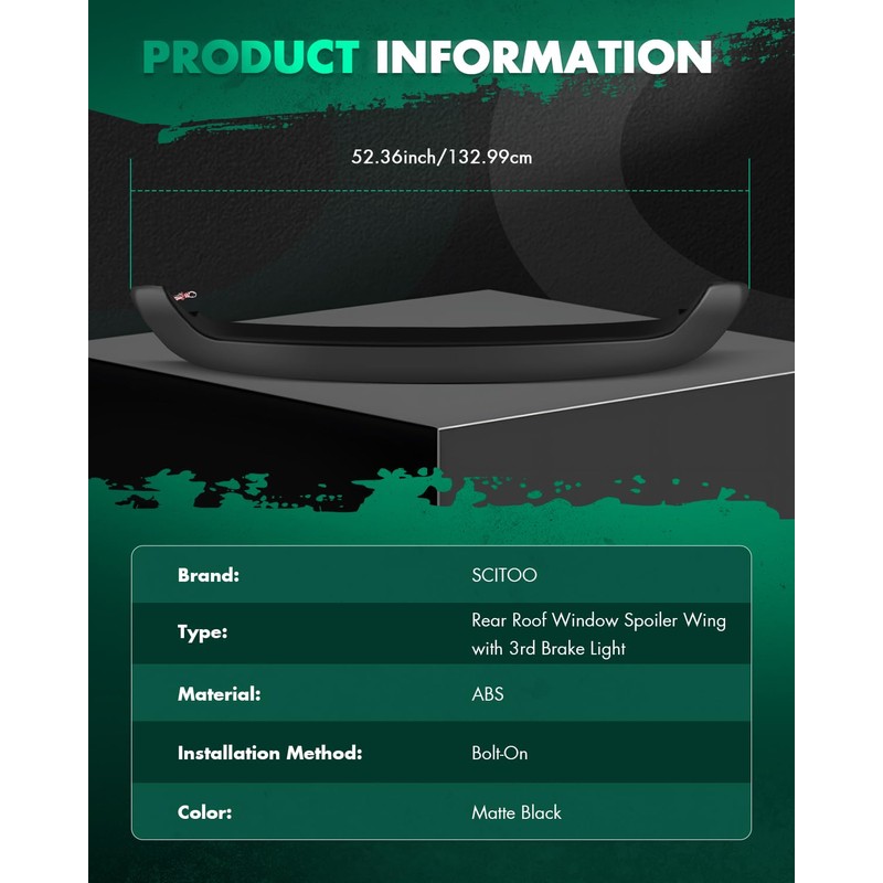 SCITOO Roof Spoiler Fit for Toyota for 4RUNNER 2003-2009 Matt