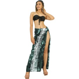 LA LEELA Women Beach Beachwear Bikini Skirt Pareo Long Cover Up Swim Sarong Wrap Swimwear Sarongs for Women Swimwsuit Black, Sun_72 One Size