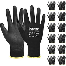 Guantes de trabajo ultrafinos con revestimiento de PU - 12 pares, excelente agarre, forro de nylon, guantes de trabajo de seguridad con revestimiento 