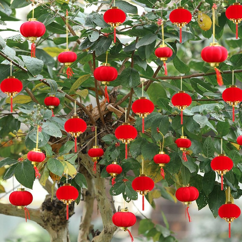 20 Pack Red Lanterns Mini Lucky Hanging Lanterns Chinese Lanterns