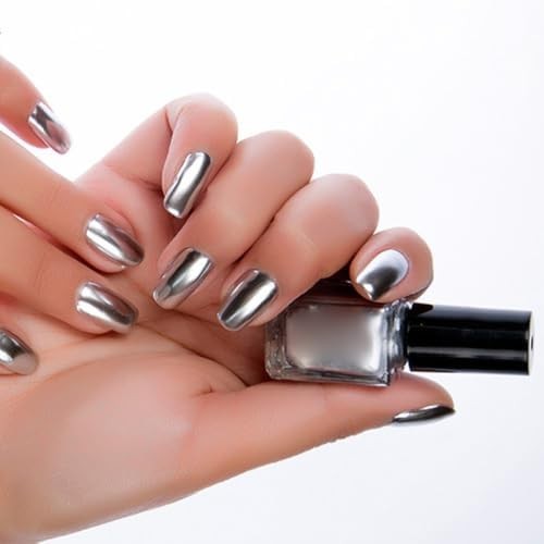 Esmalte de Uñas Efecto Espejo 6ml Gel Plata para Uñas