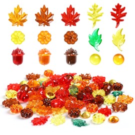Kesote Fall Vase Filler Bin Filler, 90pcs Mini Acrylic Fall Table Scatter Fall Leaves Pine Cones Pumpkins for Crafts Autumn Fall Thanksgiving Home Table Decorations Set, Counters for Kids