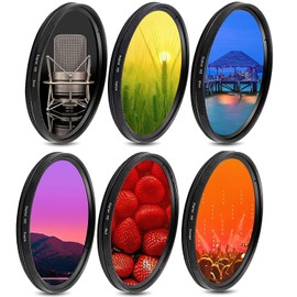 Acuvar 72mm 6 Piece Full Graduated Color Lens Filter Kit Set with Orange, Yellow, Blue, Purple, Red, Grey Colors with Travel Case, Professional Grade for Canon Nikon Sony Pentax Olympus Fuji DSLR Lens