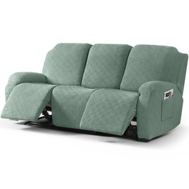 Timeles Recliner Couch Covers Reclining Couch Covers for 3 Cushion Sofa Slipcovers Stretch Soft Washable (Three-Seater, Winter Mint)