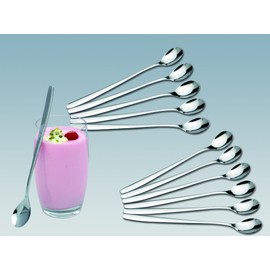 Stainless steel long drink spoon, each 19 cm long.