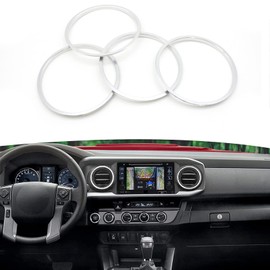 SOPINEKO Air Condition Vent Rings, 4 pcs A/C Vent Ring Outer Trim Decoration Covers for Tacoma A/C 2016-2022 Outlet Vent Accessories(Silver)