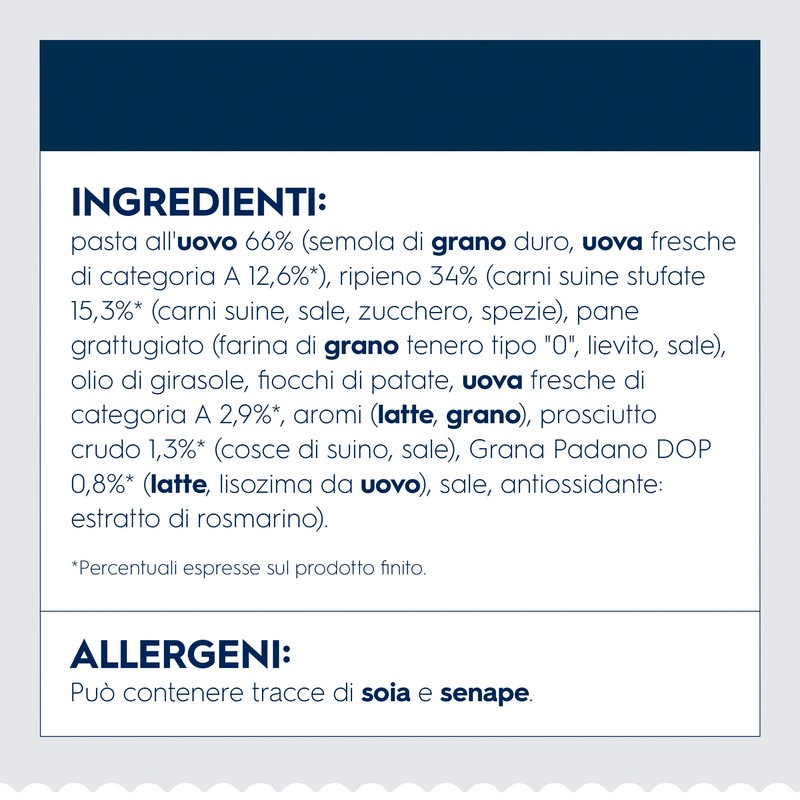 Barilla Pasta all' Uovo Ripiena Le Emiliane Tortellini con Prosciutto