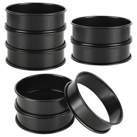 JMIATRY 8 Pcs Crumpet Rings, Non Stick Baking Ring Cooking Rings, 8cm Black Stainless Steel Double Rolled Tart Rings for Baking Cookie, Pancake, Egg and Muffin
