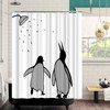 FuShvre Black and White Animal Shower Curtain Abstract Silhouette Penguin