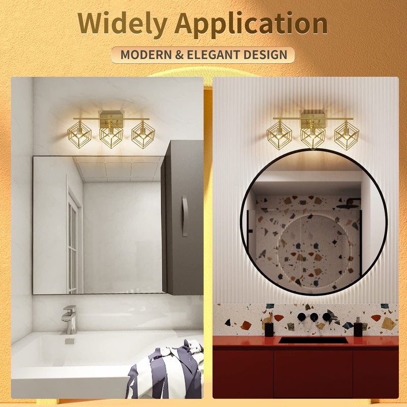 BEHIYA Bathroom Vanity Light with 3 Bulbs Bathroom Light Fixtures