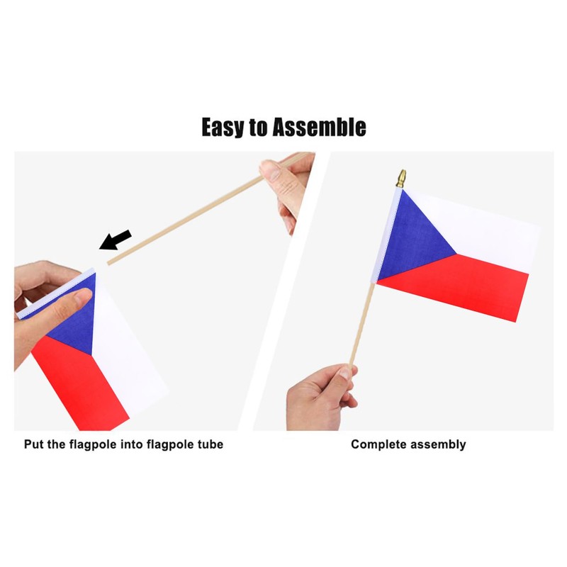 HSQCEZ 12Pcs Small Czech Republic Flags on Wooden Stick Mini