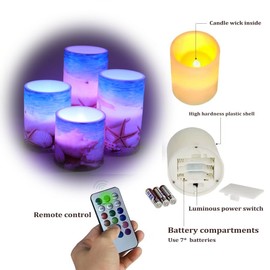 American Flag LED Candles 4th of July Flameless Candles Battery Operated Light USA Stars Patriotic Color Change Light with Remote Timer for Independence Day Festival Table Decor (ROROCDL3033P-FLAF)