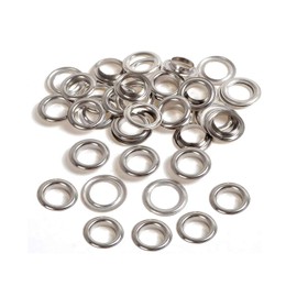 Trimming Shop 100 x 10mm Silver Brass Grommets for Banners - Rustproof Eyelets for Adding Decorative Ribbons, Lacing and Fabric in Art and Sewing Projects - Ideal for Bags, Clothing and Scrapbooking