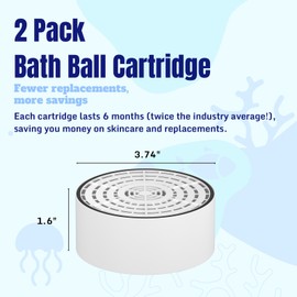 2 Pack Bath Filter Cartridge Replacement | 10-Stage 5,000 Gallons Filtration | Universal Fit for Most Bath Filters | Removes Chlorine, Fluoride, Heavy Metals | Durable & Skin-Safe, BPA Free