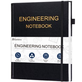 Engineering Notebook, Professional Engineering Paper Notebooks for Work 8.5" X 11", Student Lab Notebook with Grid Paper, Composition Graph Notebook for Engineer, Black