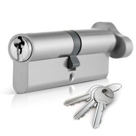 XFORT® Chrome 40T/40 Thumb Turn Euro Cylinder Lock (80mm), Euro Door Barrel Lock with 3 Keys, Anti-Bump, Anti-Drill, Anti-Pick Door Lock with Key, High Security for Wooden, UPVC and Composite Doors.