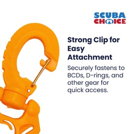 Scuba Choice Double Hose Holder Clip – Securely Holds 2 Low/High-Pressure Hoses, Easy Snap-On Design for Tangle-Free, Dives, Durable & Lightweight for Seamless Diving Experience (Orange)