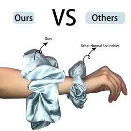 Bsofter 17 Pcs Large Satin Scrunchies for Women - Jumbo Scrunchies for Hair Sleep,Large Hair Scrunchies Oversized Giant Satin Hair Tie for Thick Hair Oversized Scrunchy Hair Ties XXXL