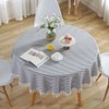 Plenmor Cotton Linen Table Cloth Stripe Tassel Round Tablecloth Dust-Proof