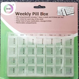 28 Compartments 7 Days a Week 4 Times Weekly Pill Box