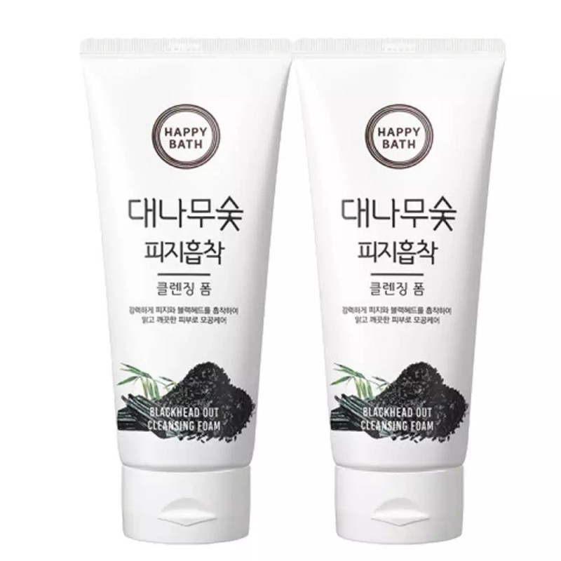 Happy Bath 해피바스 대나무숯 피지흡착 클렌징 폼 200g x 2개
