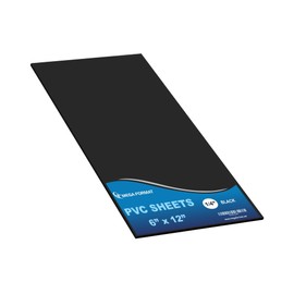 Mega Format Expanded PVC Plastic Sheets - 6" X 12" Rigid Black Sheet for Crafts, Signage, & Displays - Sintra, Celtec PVC Board - Waterproof for Outdoors Use - 1/8" 3mm Thick - 1-Pk-Black