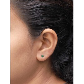 Simulated Orange Citrine Round Shape Stud Earrings In 14K Rose Gold Over Sterling Silver (0.5 Ct)