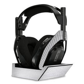 MightySkins Carbon Fiber Skin Compatible with Astro A50 Wireless Headphones + Base Station (Gen 4) - Brushed Aluminium | Protective, Durable Textured Carbon Fiber Finish | Easy to Apply