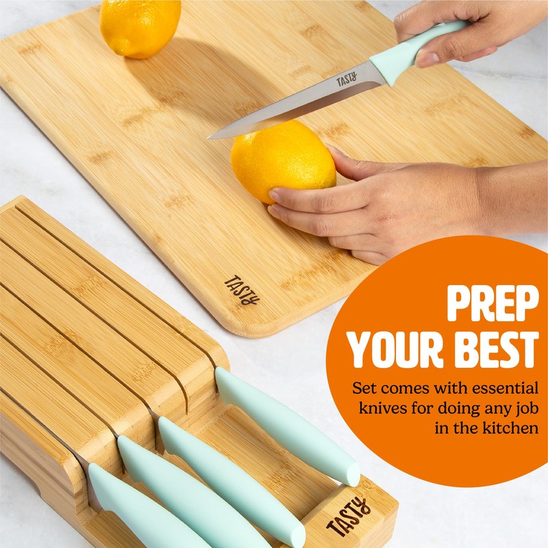 Tasty In-Drawer Kitchen Knife Set, Space-Saving Cutlery and Kitchen Organizer,