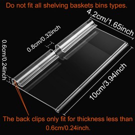 50PCS Basket Bin Labels Clip On,Clear Plastic Wire Shelf Price Tags,Labels for Storage Bins,Merchandise Sign Display Holder,50PCS Paper Inserts Included(Size:3.94x1.57inch/10x4cm)