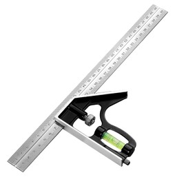 Combination Try Square Engineers Set Square, Stainless Steel Angle Ruler 12Inch/300mm Adjustable Carpentry Square 45/90° Degree Bubble Level Right Angle Marking Measuring Tool for Engineer Carpenter