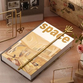 Skyygemm 1 Pcs Hand Shape Book Mark 13.4 Inches Antique Brass Bookmark Metal for Book Lovers Gifts Funny Stationery Novelty Creative Page Holder for Home Office Library Use