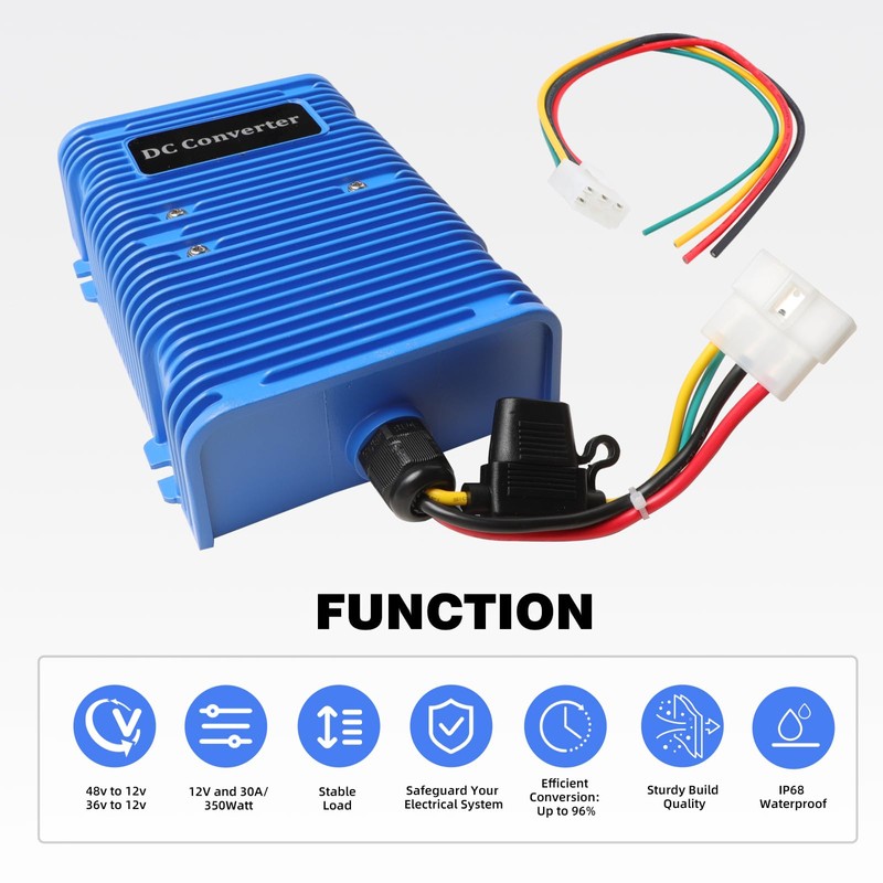 Roykaw Golf Cart Voltage Reducer Regulator,36 or 48V to 12V
