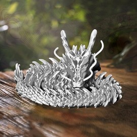 WUQIREN 2PCS 12 Inch 3D Printed Dragon Toys, Articulated Dragon with Dragon Inside, Crystal Dragon Fidget Toy Adults Fidget Toys Mystery Dragon Egg for Autism, Home Office Decor Executive Desk Toy(Black-Red)