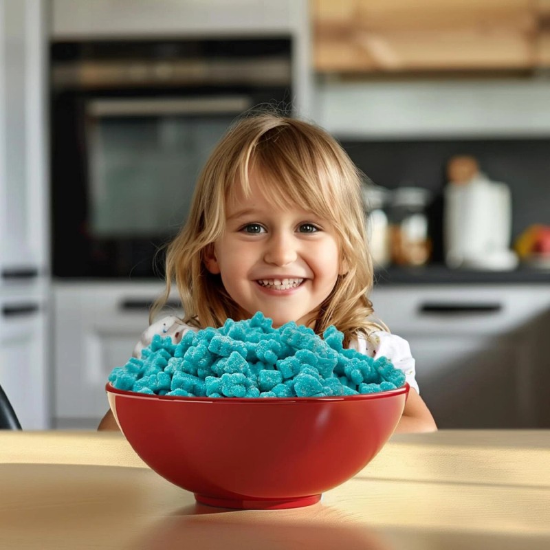 iLike! Sour Gummy Bears Candy, Gelatin-Free Blue Raspberry Teddies, 2-Pound