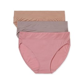 Warner's Women's Blissful Benefits Dig-Free Comfort Waistband Microfiber Hi-Cut 3-Pack 5138W, Sunset Blush/Mink/Toasted Almond, Medium