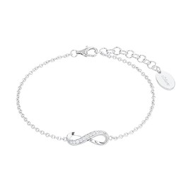 s.Oliver Bracelet 925 Sterling Silver Women's Bracelet with Synthetic Zirconia, Infinity, Comes in Jewellery Gift Box, Sterling Silver, Cubic Zirconia