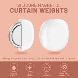 labphant Shower Curtain Weights, Never Rust Shower Curtain Magnets, Silicone Wrapped Heavy Strong Magnets Prevent Shower Curtain Liner from Blowing (White)