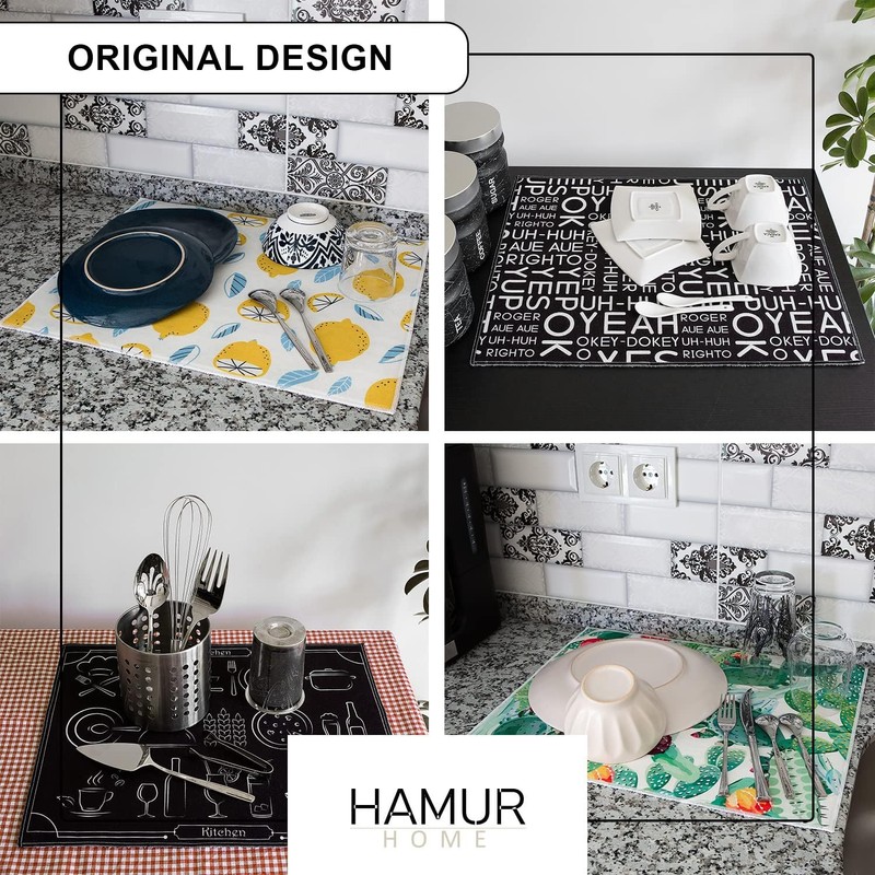 Hamur Home Set of 2 Drying Mat for Dishes, 40