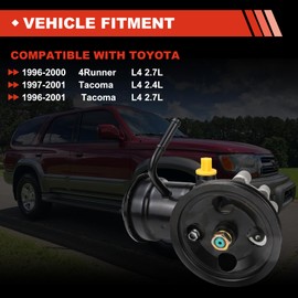 96-5228 Power Steering Pump Compatible with Toyota 4Runner 1996-2000 L4 2.7L, Toyota Tacoma 1997-2001 L4 2.4L 2.7L with Pulley and Reservoir Replaces 215228 44320-35630 14237